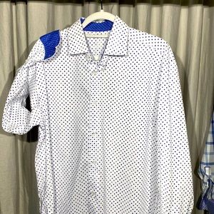 Bertigo (Saks) White w/ blue, size large mens dress shirt